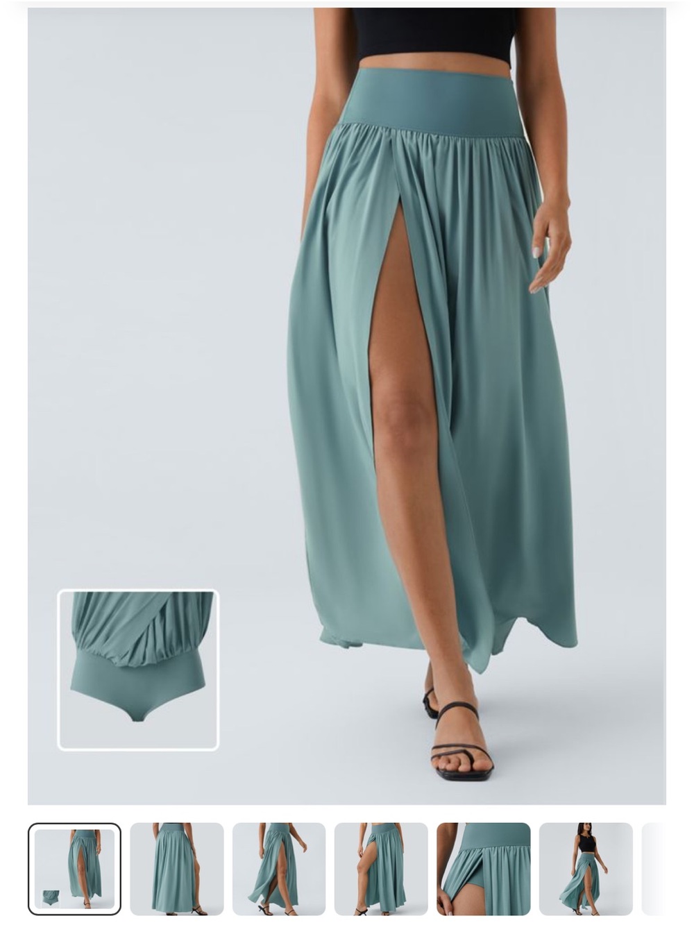 NWT HALARA Stone Blue Maxi Skirt with High Front Slit